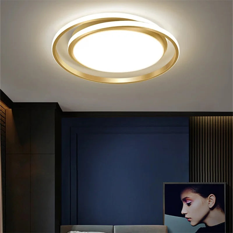 Hongcui Nordic Ceiling Light Contemporary Gold Round Lamp Simple Fixtures LED Home Decorative for Living Bed Room