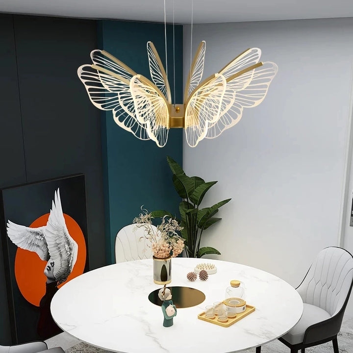 New Butterfly Pendant Lights LED Lamp Room Decor Creative Decoration Living Room With Remote Control AC220V Golden Ceiling Light