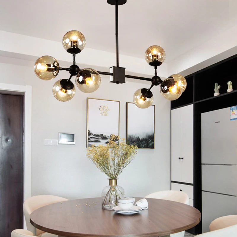 Vintage Led Pendant Lamp Dining Room Furniture Industrial Loft Iron Modern Droplight Glass Round Ball Classic Luminaria Lights