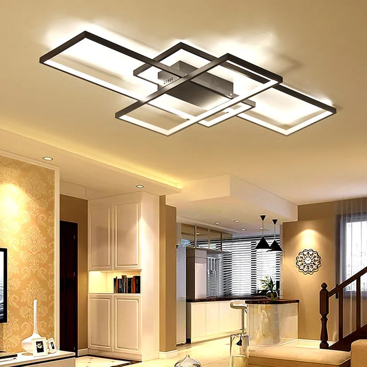 Acrylic Aluminum Pendant Lights Rectangle Hanglamp for Bedroom Living Room Led Ceiling Hanging Lamp White Black Kitchen Lustres