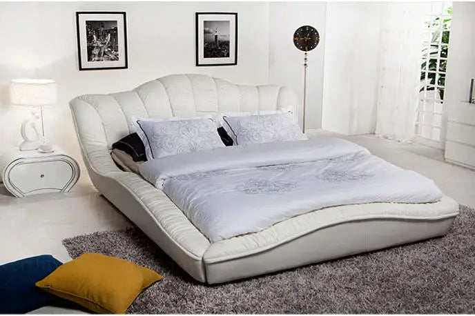 Europe and America Genuine leather bed frame Modern Soft Beds Home Bedroom Furniture cama muebles de dormitorio / camas quarto