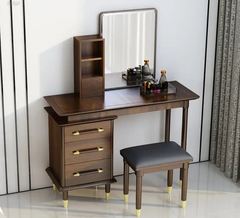 Solid wood dressing table bedroom simple modern storage cabinet one small apartment net red light luxury dressing table table