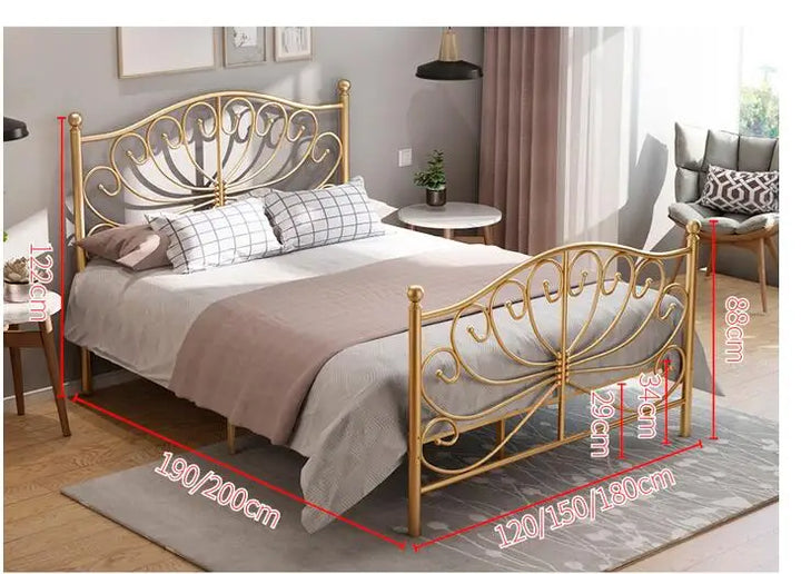 European style gold web celebrity thick iron bed 1.2m 1.5m 1.8m single double master bed