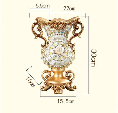 Luxury European Resin Vase Stereoscopic Dried Fowers Arrangement Wobble Plate Living Room Entrance Ornaments Home Decorations