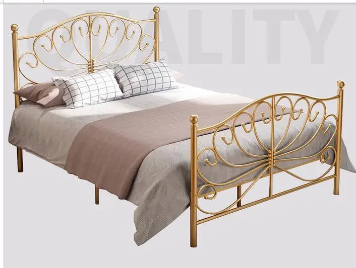 European style gold web celebrity thick iron bed 1.2m 1.5m 1.8m single double master bed