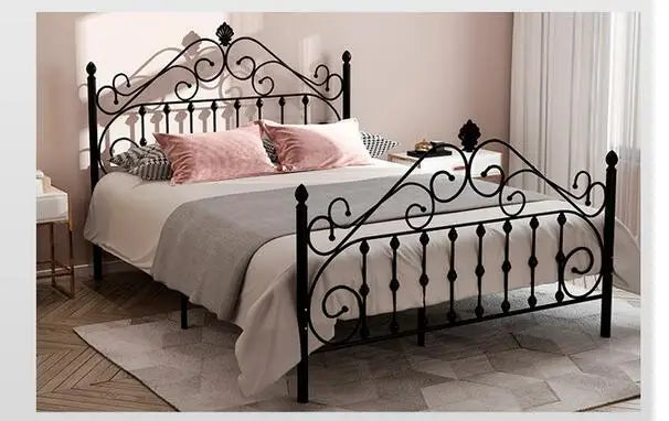 European style light luxury iron bed double iron bed single 1.2m 1.5m 1.8m INS princess web celebrity iron frame bed