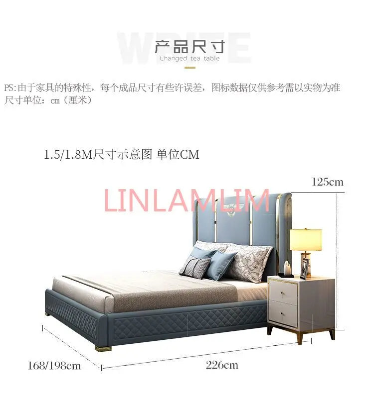 Genuine Leather entry lux bed frame modern Nordic camas ultimate bed кровать двуспальная lit beds سرير  muebles de dormitorio ме