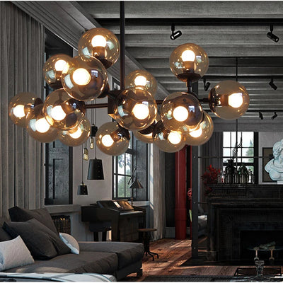 Vintage Led Pendant Lamp Dining Room Furniture Industrial Loft Iron Modern Droplight Glass Round Ball Classic Luminaria Lights