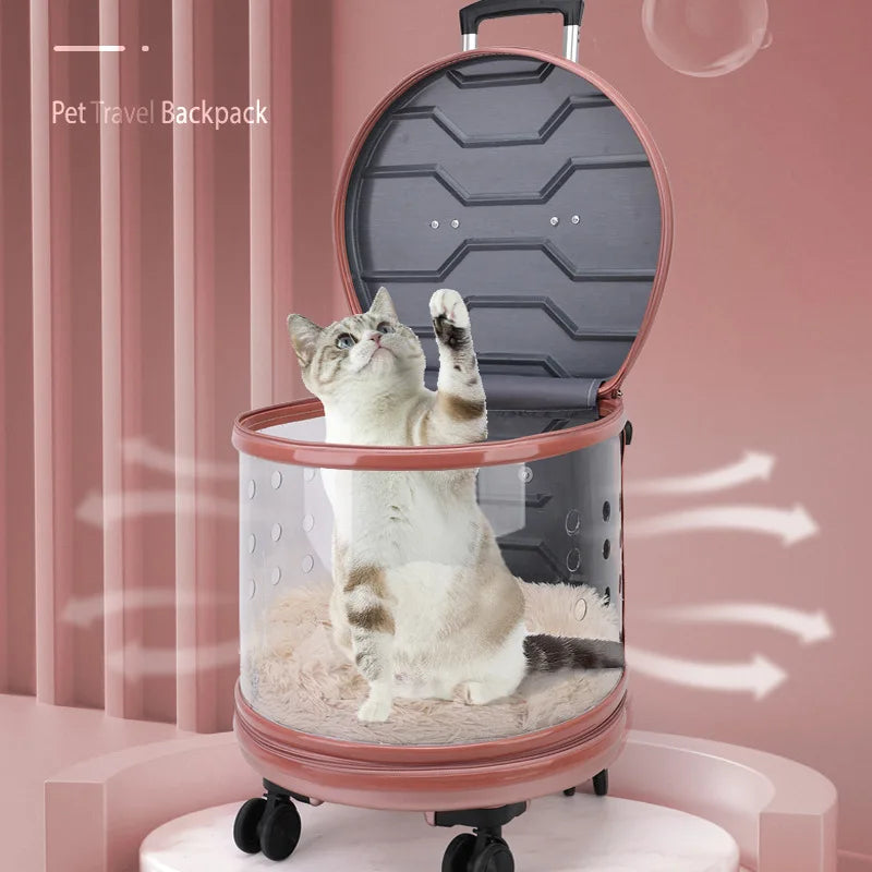 New Pet Trolley Case Transparent Pet Bag Large Capacity Breathable Backpack Luxury Dog Pet Carrier Cat Supplies