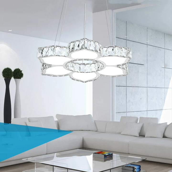 Fashion D470mm 5 Heads Ceiling Light Crystal Flower Shape Ceiling Lighting Foyer Cafeteria Lamp