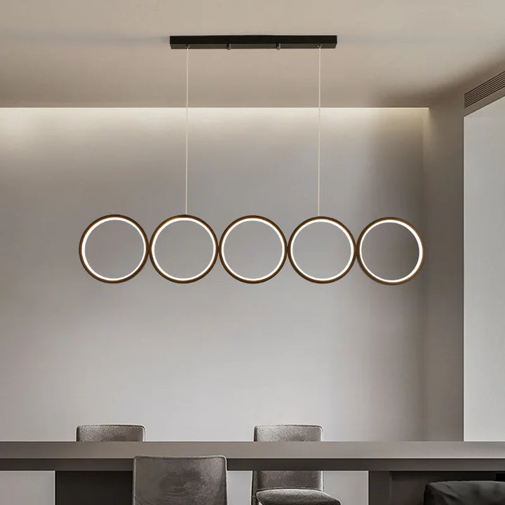 LED round pendant light Dining Room Office Modern Nordic Creative suspension metal Coffee Shop Bar Ring long ceiling light