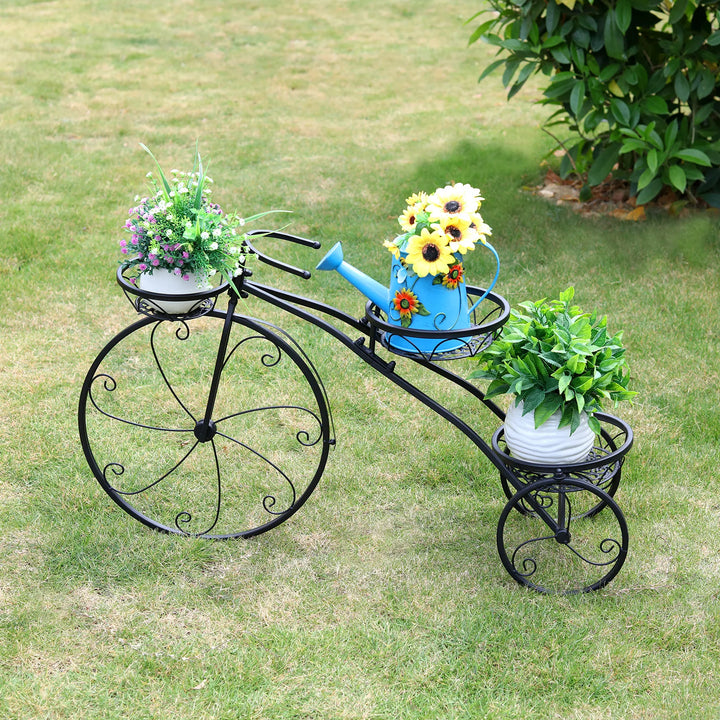 Tricycle Plant Stand Flower Pot Cart Bicycle Holder Rack for Home Garden Patio