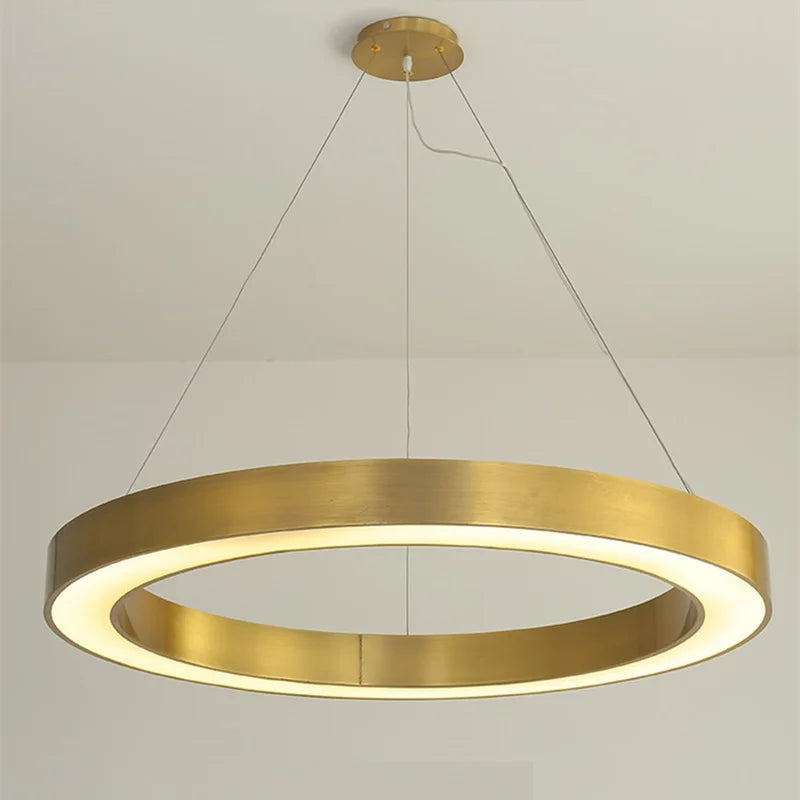 Gold Copper Pendant Lights Circle Ring Suspension Luminaire Dining Room Modern Nordic LED Hanging Lamp Kitchen Bedroom Fixtures