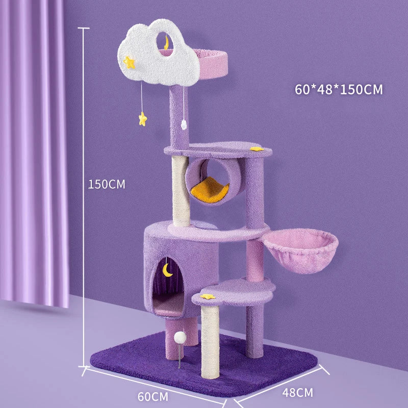 Fantasy Cat Scratcher Tree Cat House Starry Sky Multi-layer Toys With Hammock Pet Cat House Furniture Scratching Post For Pet