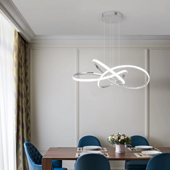 Modern led Chandelier for dining room kitchen minimalist lamp light Ceiling Suspension Luminaire Dia60cm Golden/Plated Silver