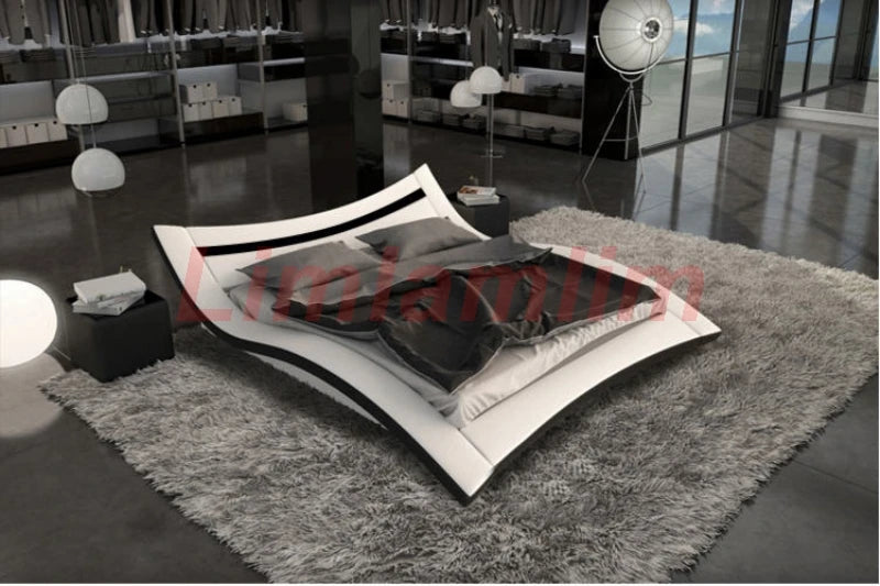 Limlamlim Genuine Leather multifunctional bed frame modern Nordic camas ultimate bed кровать двуспальная lit beds سرير  muebles