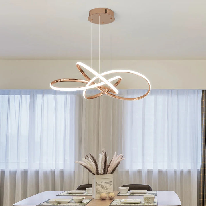 Modern led Chandelier for dining room kitchen minimalist lamp light Ceiling Suspension Luminaire Dia60cm Golden/Plated Silver