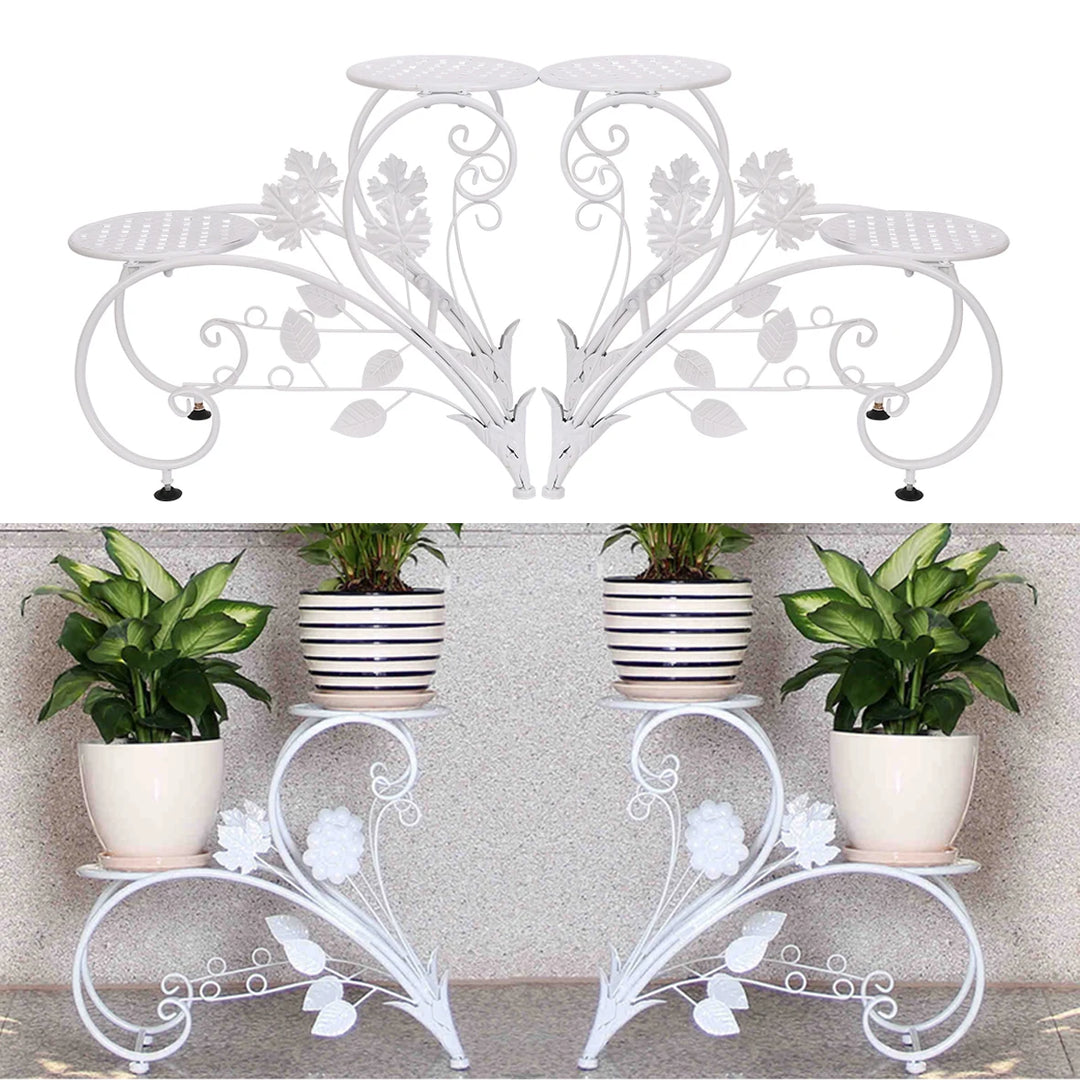 2PCS Classic Tall Plant Stand Art Flower Pot Holder Rack Planter Outdoor Indoor Patio