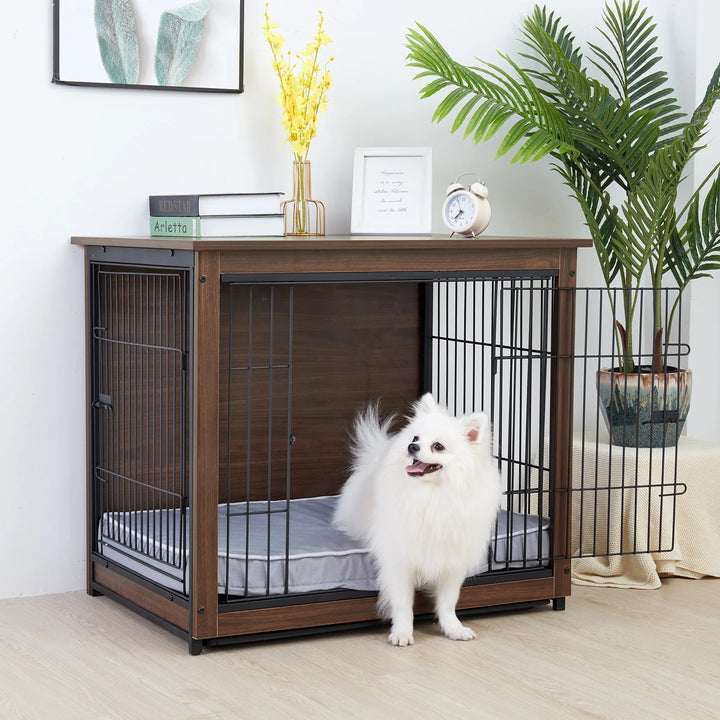 Vintage Wooden Pet Cage   with Table Top & Barrier Gate