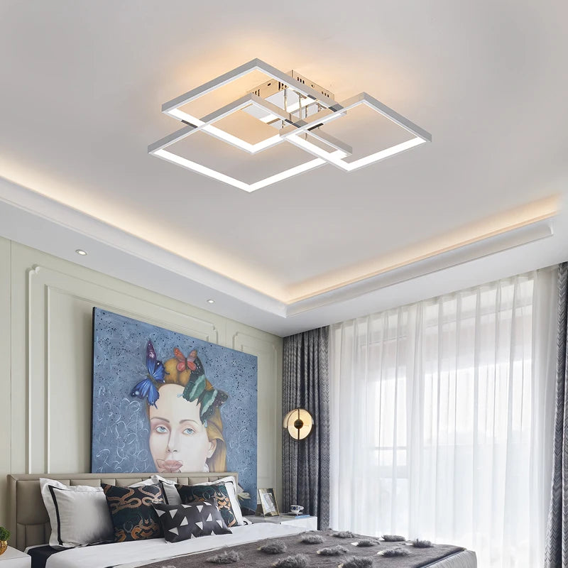 NEO Gleam Square Modern led ceiling lights for living room bedroom study room Gold/Chrome Plated 90-260V Ceiling Lamp Fixtures