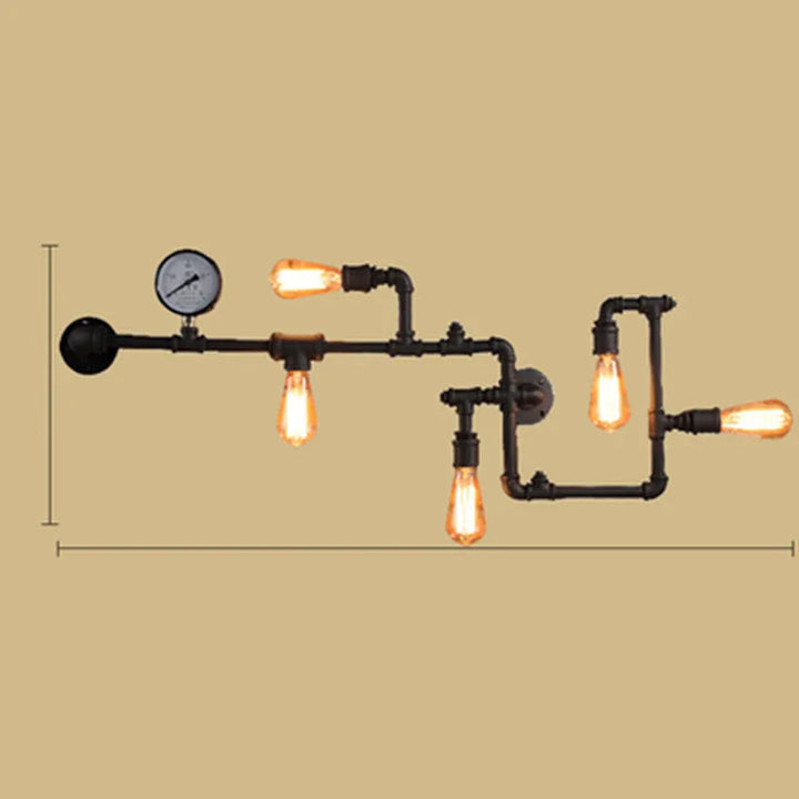 Modern Nordic Industrial Light Water Pipe Wall Lamps Remote Control Wall Sconce for Foyer Bar Coffee Dining Room Home Decor