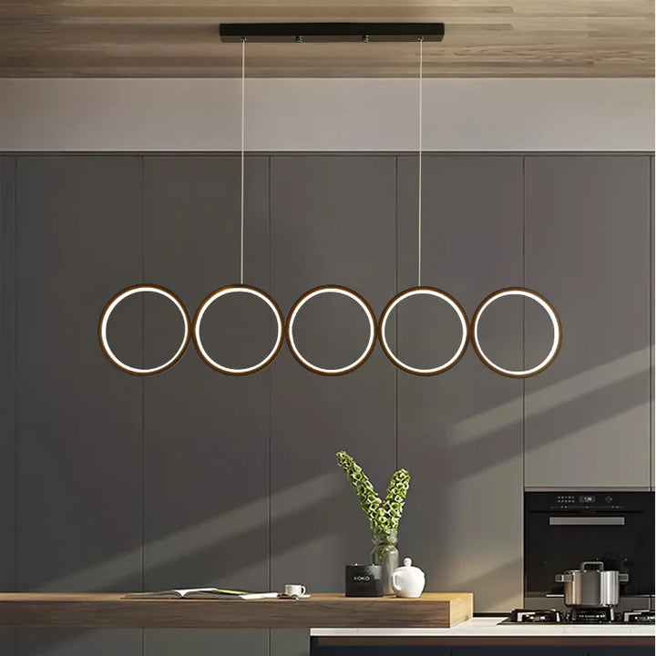 LED round pendant light Dining Room Office Modern Nordic Creative suspension metal Coffee Shop Bar Ring long ceiling light