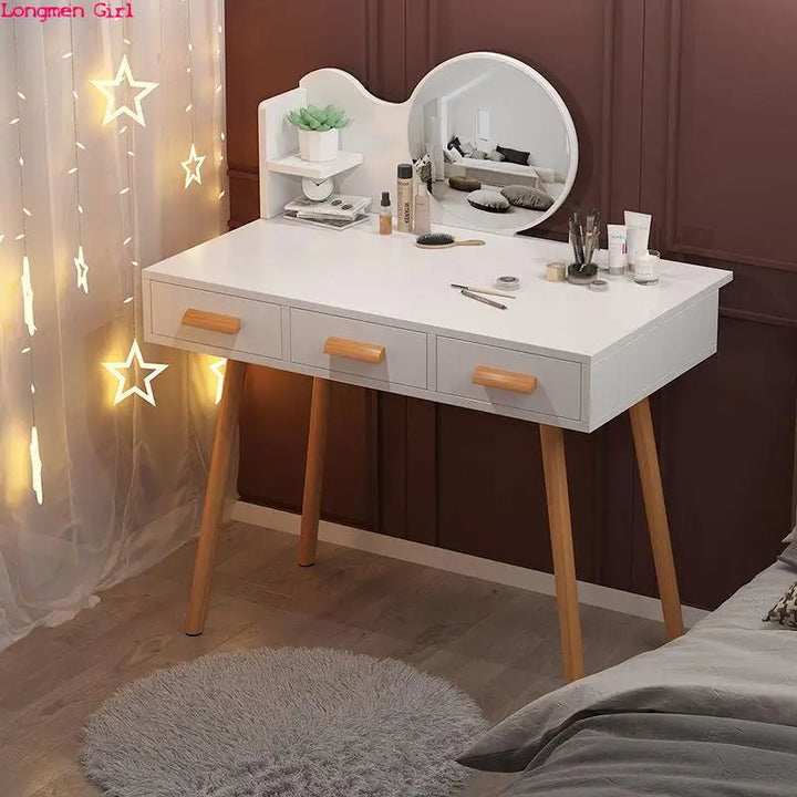 Bedroom Dressing Table Nordic Fashion Furniture Apartment Hotel Bedroom Set Dressing Table Mirror Makeup Table Density Board