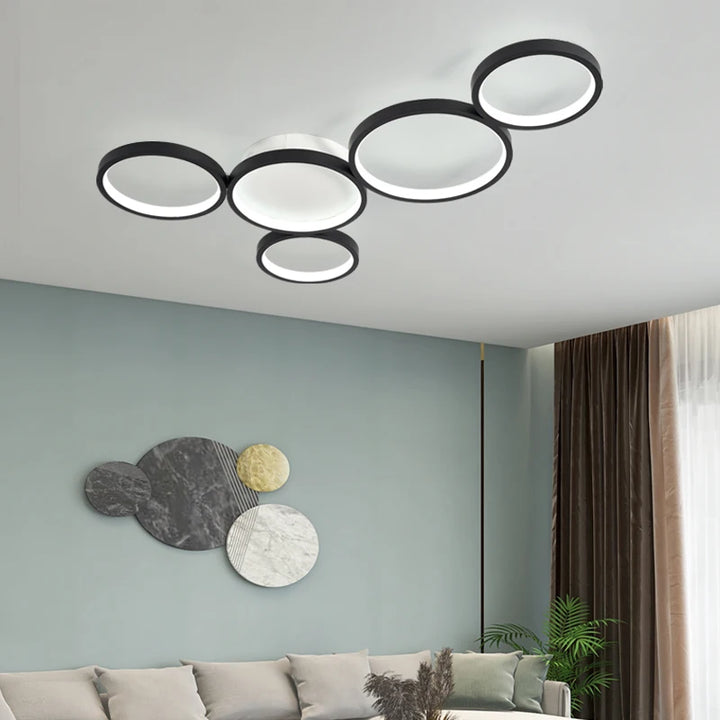 Modern LED Chandelier Remote Control Dimming For Living Room Dining Room Bedroom Kitchen Home Black Ceiling Lamp Light Fixture