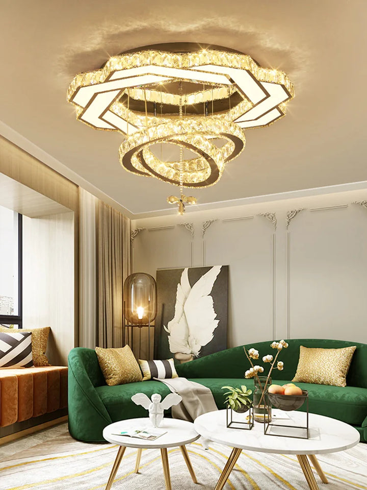 Сhrome lustres bedroom Modern crystal ceiling lighting dining room luxury ceiling lamps living room ceiling light led fixtures