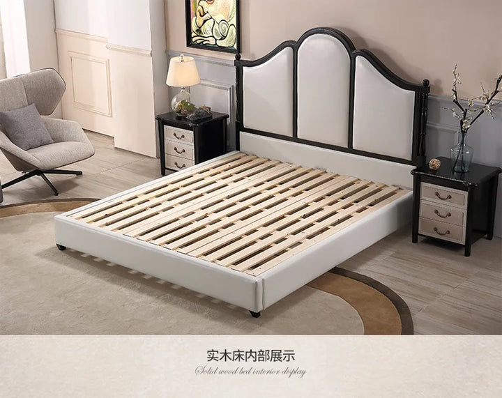 Europe and America Genuine leather bed frame Soft Beds Home Bedroom Furniture cama muebles de dormitorio / camas quarto 1.8*2 m