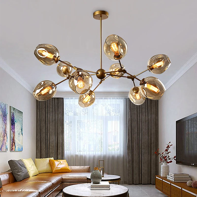 Nordic LED Chandelier Lighting for Home Hanging Pendant Lamps Restaurant Dining Glass Chandeliers Decor Indoor Fixture