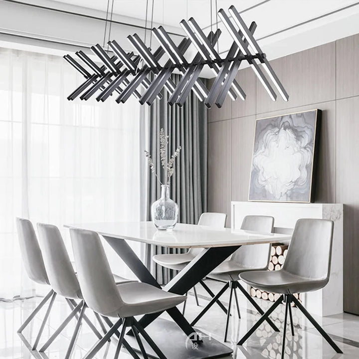 Nordic Linear Pendant Lights Dinning Room Large Luminaire Suspension Simpl Dimmer Indoor LED Hanging Lamp Kitchen Accesories