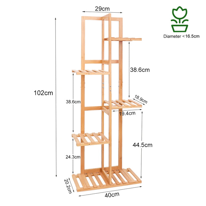 Bamboo 5 / 6  Tier  Plant Stand Rack Multiple Flower Pot Holder Shelf Indoor Outdoor Planter Display Shelving Unit for Patio