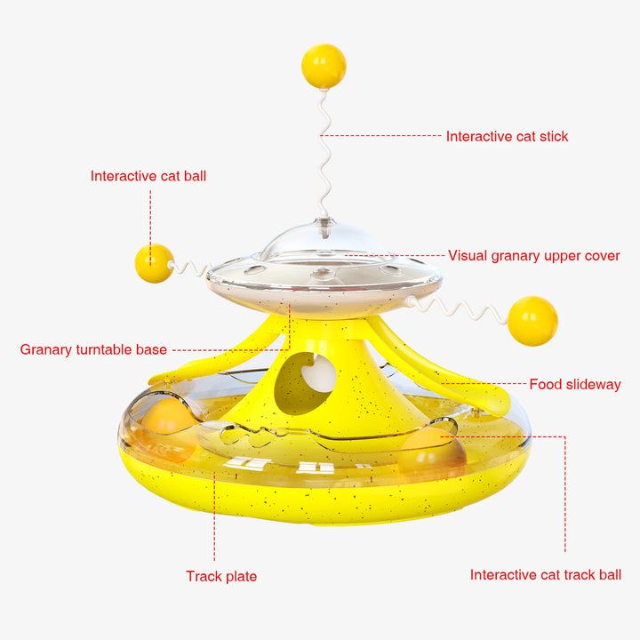 Kitten Tumbler Track Balls Toy Cat Carousel Shaped Turntable Leaky Food Toy Intelligence Boosting Cat-teasing Stick Pet Supplies