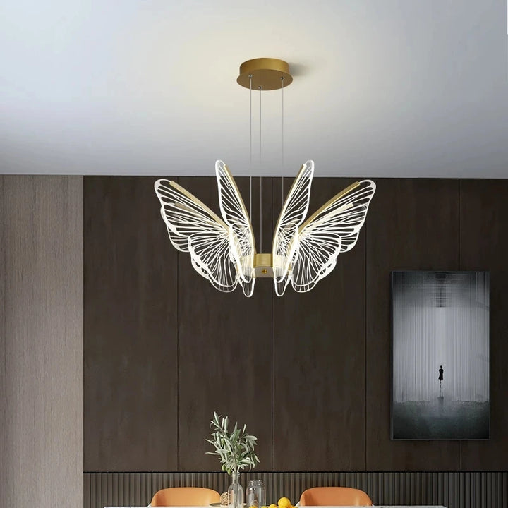 New Butterfly Pendant Lights LED Lamp Room Decor Creative Decoration Living Room With Remote Control AC220V Golden Ceiling Light