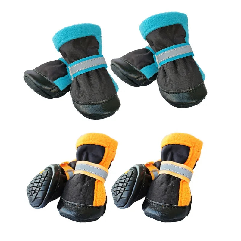 Reflective Dogs Booties Waterproof Dog Cat Shoes Winter Warm Dog Puppy Socks Anti-Slip Rain Snow Pet Boots Paw Protecters