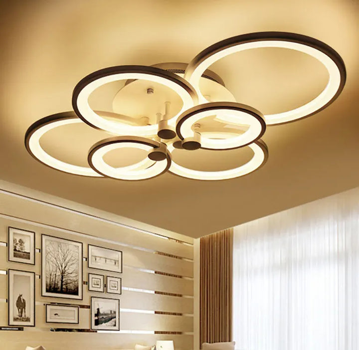 Post-Modern Led Ceiling Light 4/6/8/10 Loft Acrylic Circles Designs Dimmable for Kitchen Living Room Decoration