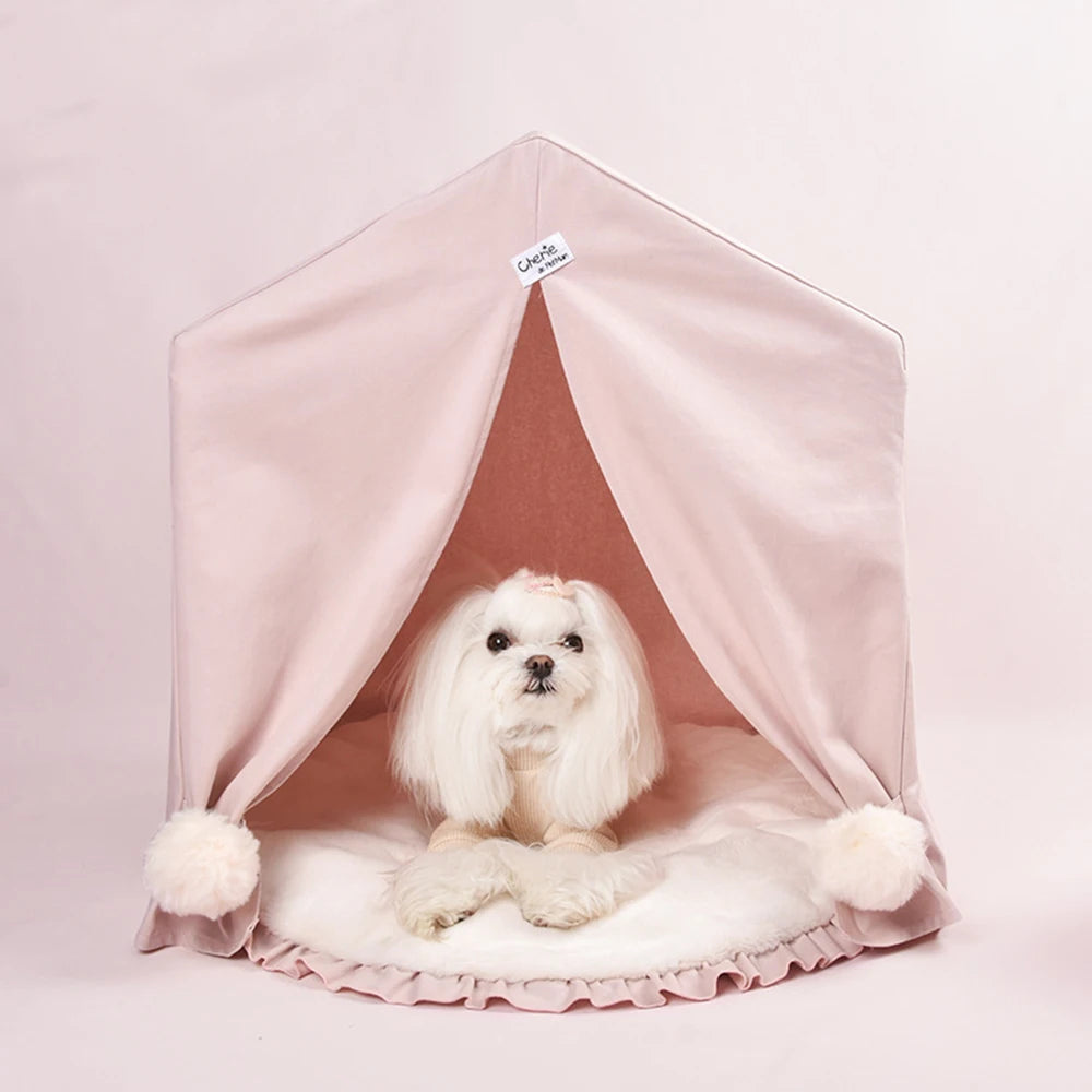 Pet Dog&Cat Cotton Tent Furniture Luxury House Pink Color,Soft Dog Bed Tent For Small Dogs To Medium Dog,Dog Cat Cotton  House