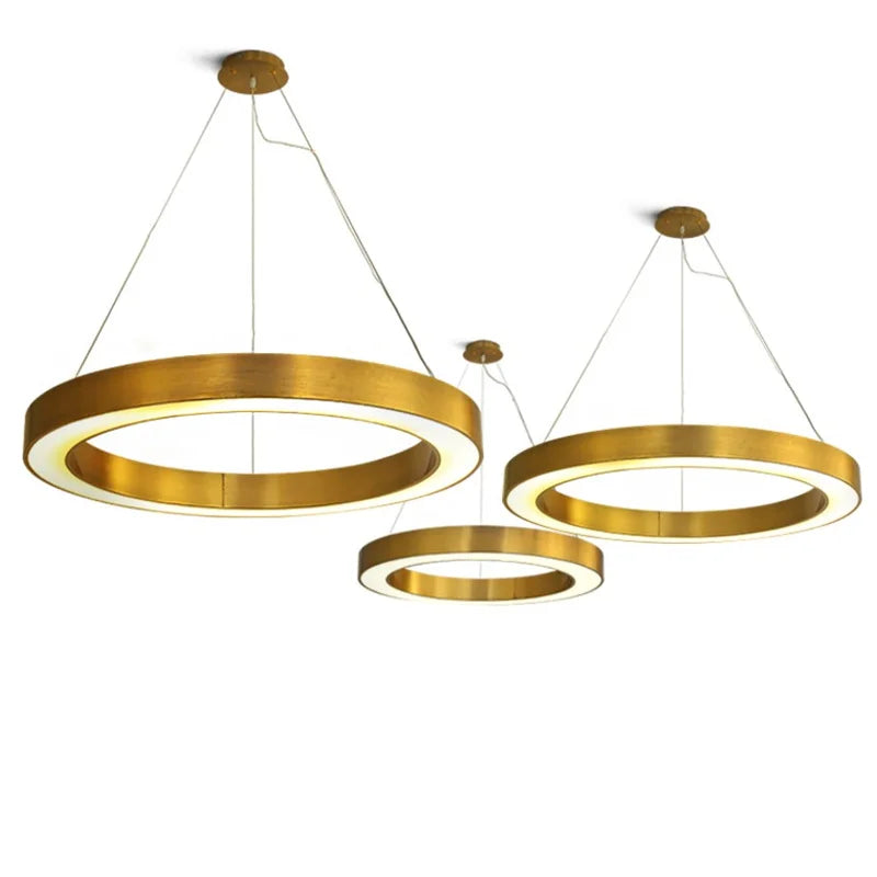 Gold Copper Pendant Lights Circle Ring Suspension Luminaire Dining Room Modern Nordic LED Hanging Lamp Kitchen Bedroom Fixtures