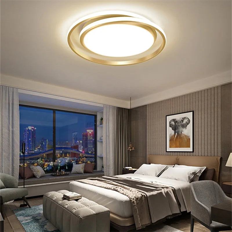 Hongcui Nordic Ceiling Light Contemporary Gold Round Lamp Simple Fixtures LED Home Decorative for Living Bed Room