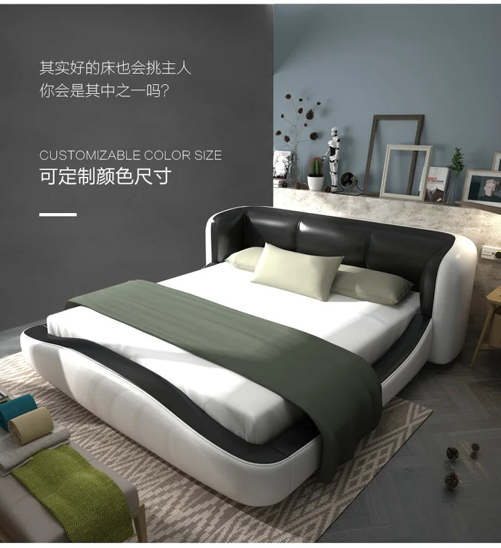 Real Genuine cow leather bed Soft Beds Bedroom camas lit muebles de dormitorio yatak mobilya quarto unique designer furniture