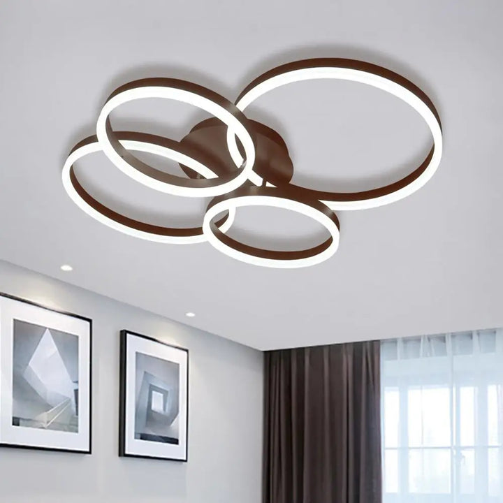 LED Modern Acrylic Ceiling Light 90W 6000K Surface Mount 2+2 Rings Cool White Flush Mount Light for Livingroom Bedroom