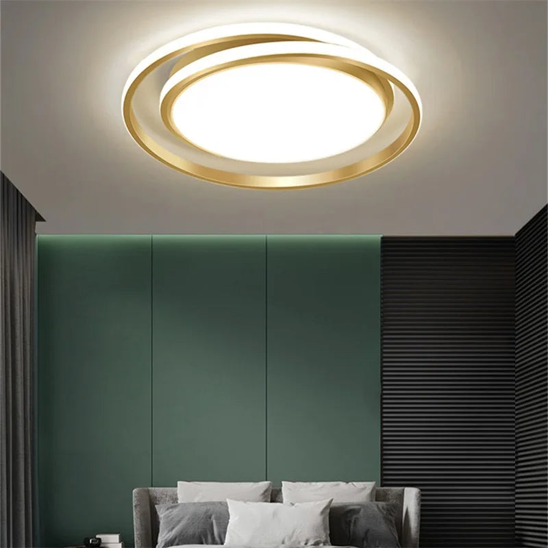 Hongcui Nordic Ceiling Light Contemporary Gold Round Lamp Simple Fixtures LED Home Decorative for Living Bed Room