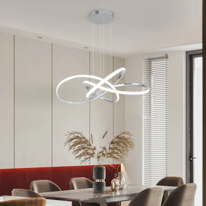 Modern led Chandelier for dining room kitchen minimalist lamp light Ceiling Suspension Luminaire Dia60cm Golden/Plated Silver