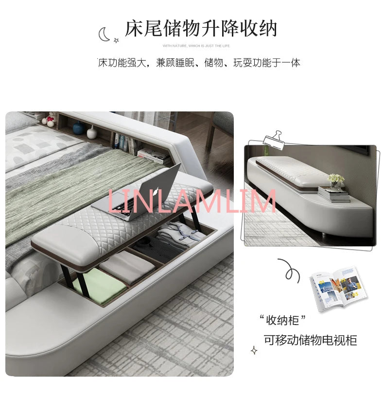 Linlamlim Tech Smart Bed Frame Multifunctional Massage Camas Ultimate Lit Tatami Muebles De Dormitorio Upholstered Cama De Casa