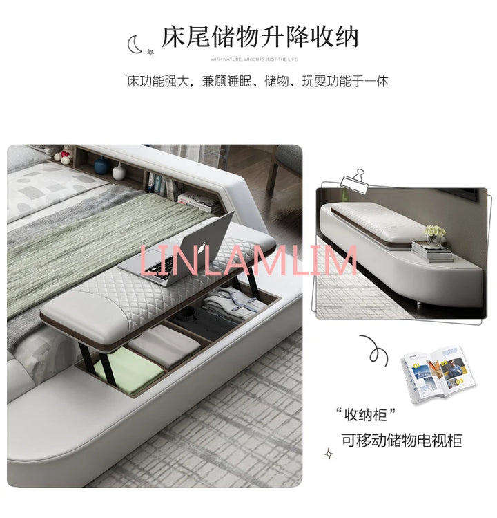 Linlamlim Tech Smart Bed Frame Multifunctional Massage Camas Ultimate Lit Tatami Muebles De Dormitorio Upholstered Cama De Casa