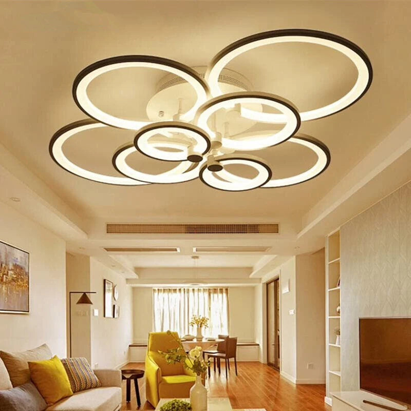 Post-Modern Led Ceiling Light 4/6/8/10 Loft Acrylic Circles Designs Dimmable for Kitchen Living Room Decoration