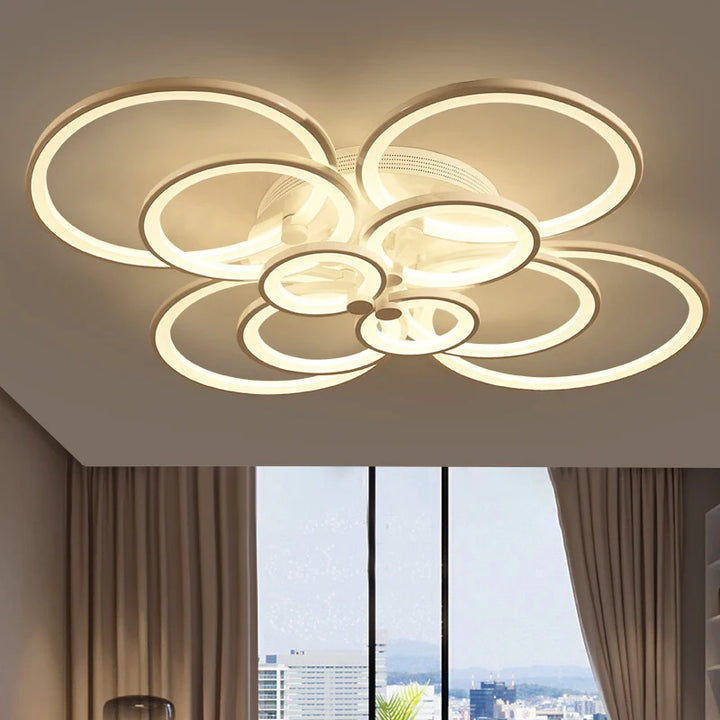 Post-Modern Led Ceiling Light 4/6/8/10 Loft Acrylic Circles Designs Dimmable for Kitchen Living Room Decoration