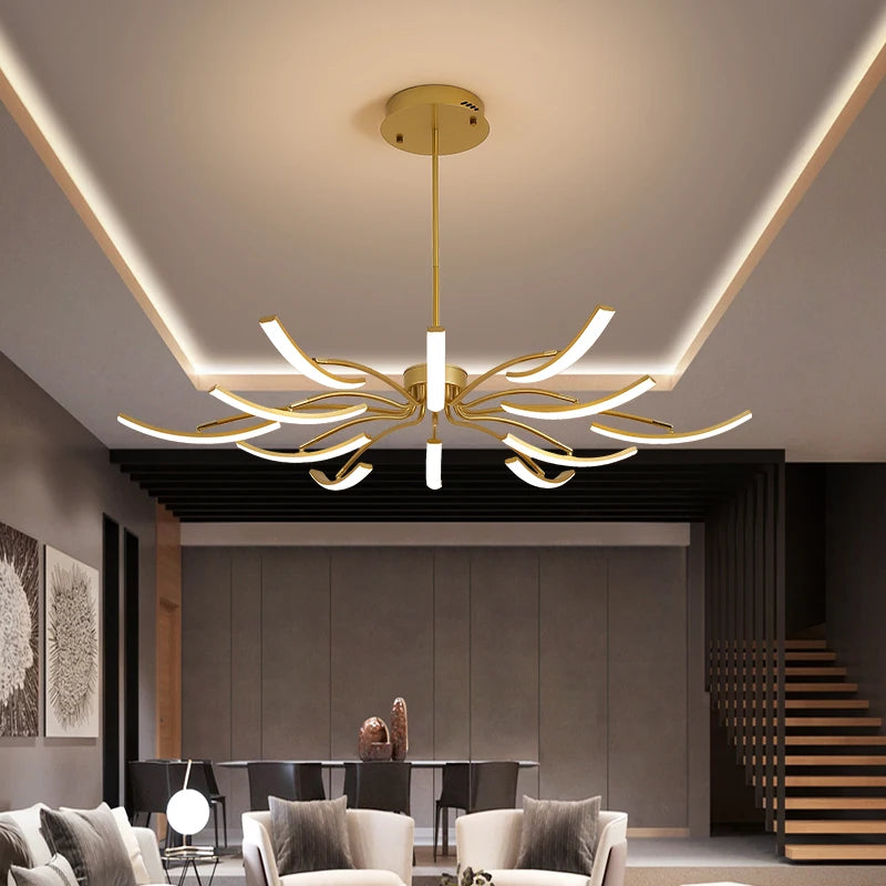 Matte Finished Modern Chandelier For Living Room Decoration Kitchen Bedroom Study Adjustable Light Decorative Led Ceiling Lamps