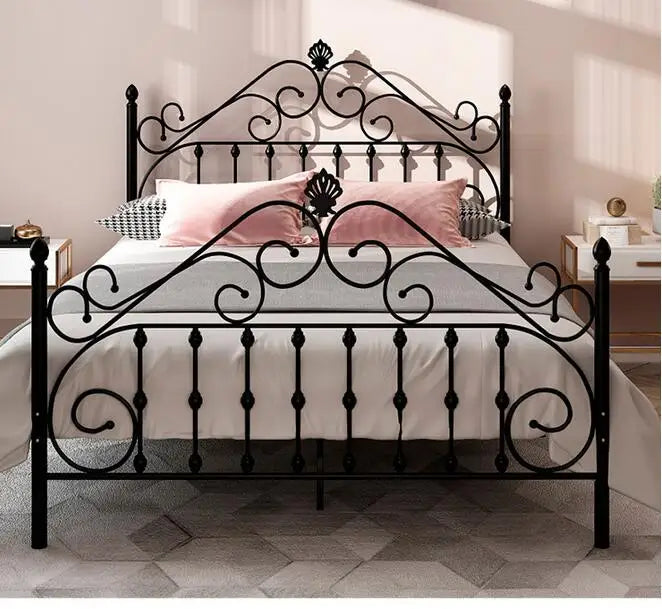 European style light luxury iron bed double iron bed single 1.2m 1.5m 1.8m INS princess web celebrity iron frame bed